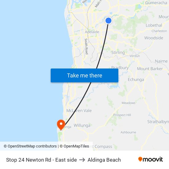 Stop 24 Newton Rd - East side to Aldinga Beach map
