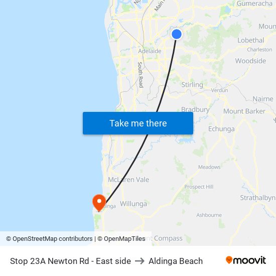 Stop 23A Newton Rd - East side to Aldinga Beach map