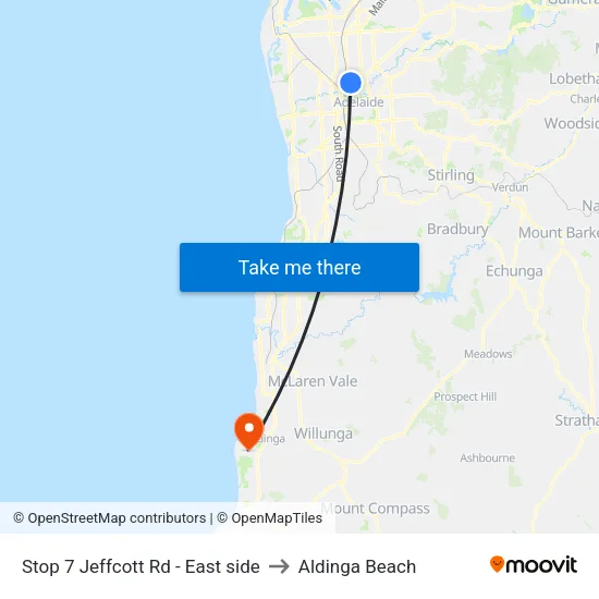 Stop 7 Jeffcott Rd - East side to Aldinga Beach map