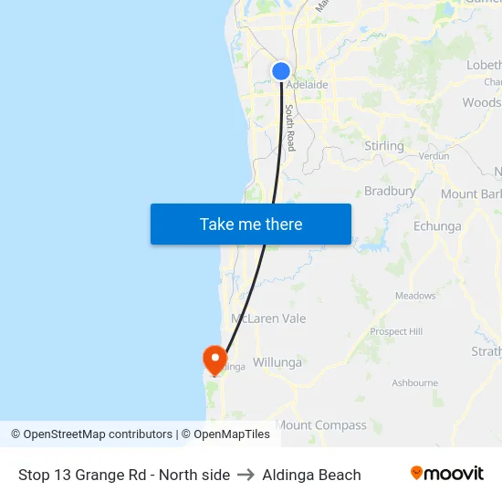 Stop 13 Grange Rd - North side to Aldinga Beach map