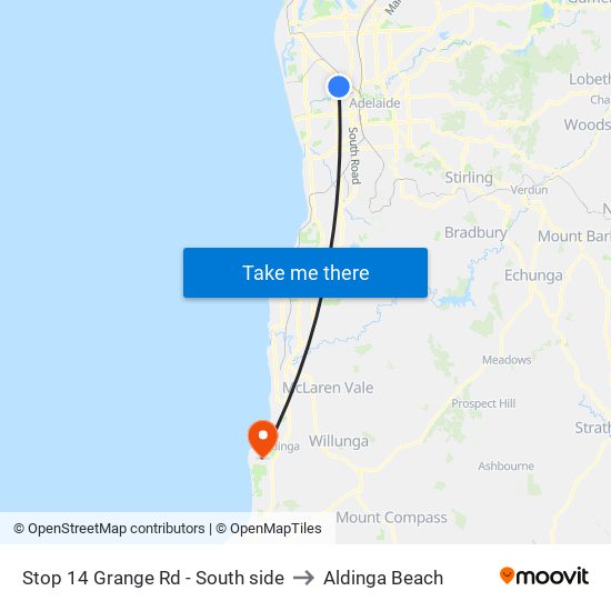 Stop 14 Grange Rd - South side to Aldinga Beach map