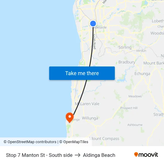 Stop 7 Manton St - South side to Aldinga Beach map