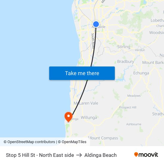 Stop 5 Hill St - North East side to Aldinga Beach map