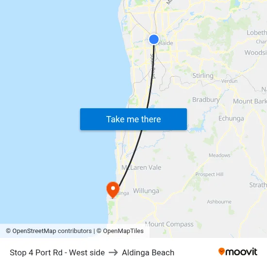 Stop 4 Port Rd - West side to Aldinga Beach map