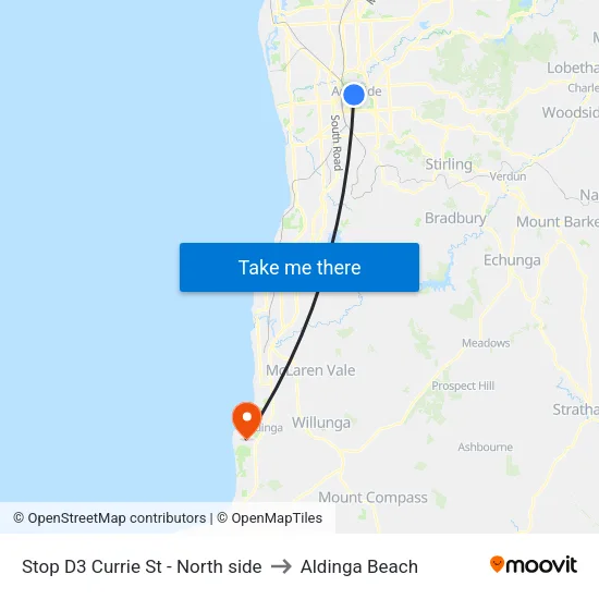Stop D3 Currie St - North side to Aldinga Beach map