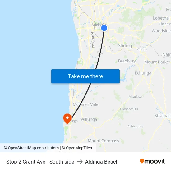 Stop 2 Grant Ave - South side to Aldinga Beach map