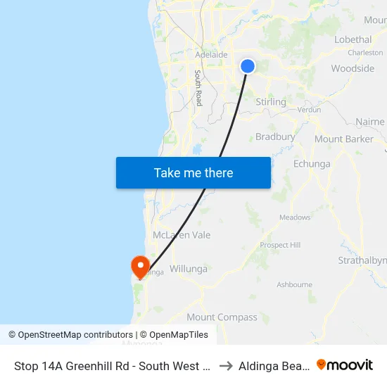 Stop 14A Greenhill Rd - South West side to Aldinga Beach map