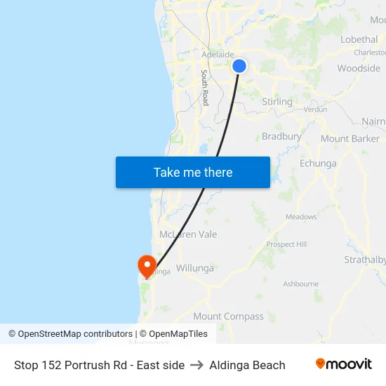 Stop 152 Portrush Rd - East side to Aldinga Beach map