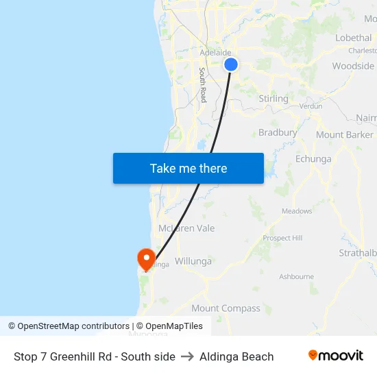 Stop 7 Greenhill Rd - South side to Aldinga Beach map