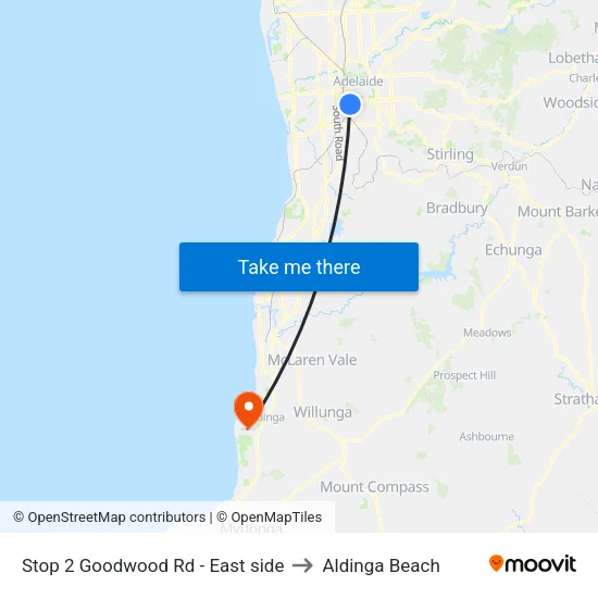 Stop 2 Goodwood Rd - East side to Aldinga Beach map
