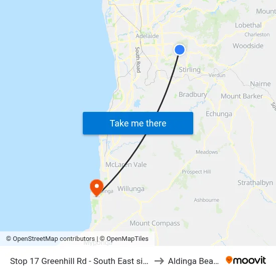 Stop 17 Greenhill Rd - South East side to Aldinga Beach map