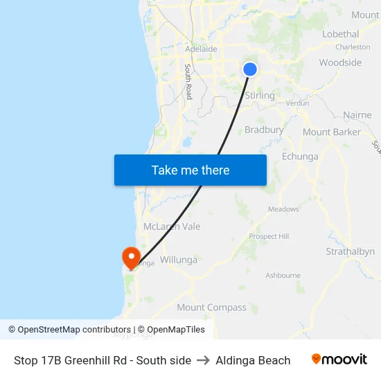 Stop 17B Greenhill Rd - South side to Aldinga Beach map