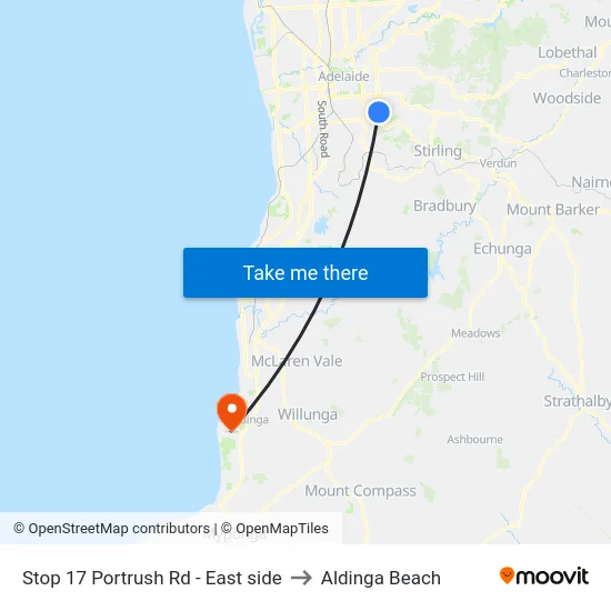 Stop 17 Portrush Rd - East side to Aldinga Beach map