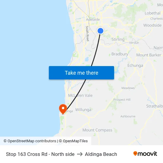 Stop 163 Cross Rd - North side to Aldinga Beach map