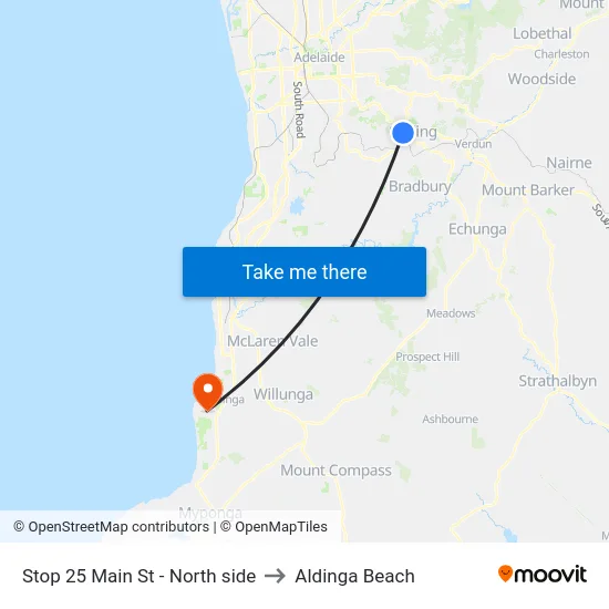 Stop 25 Main St - North side to Aldinga Beach map