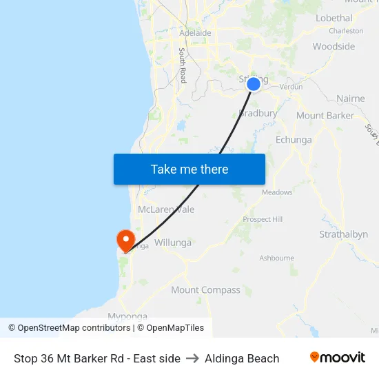 Stop 36 Mt Barker Rd - East side to Aldinga Beach map