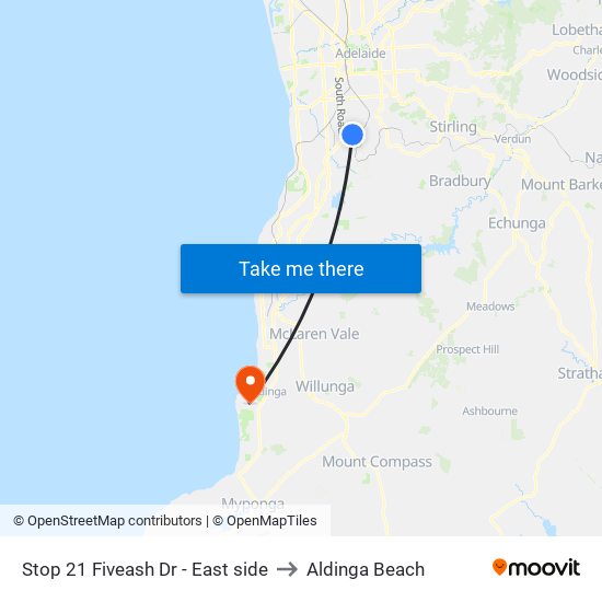 Stop 21 Fiveash Dr - East side to Aldinga Beach map