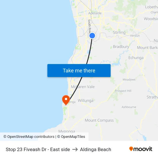 Stop 23 Fiveash Dr - East side to Aldinga Beach map