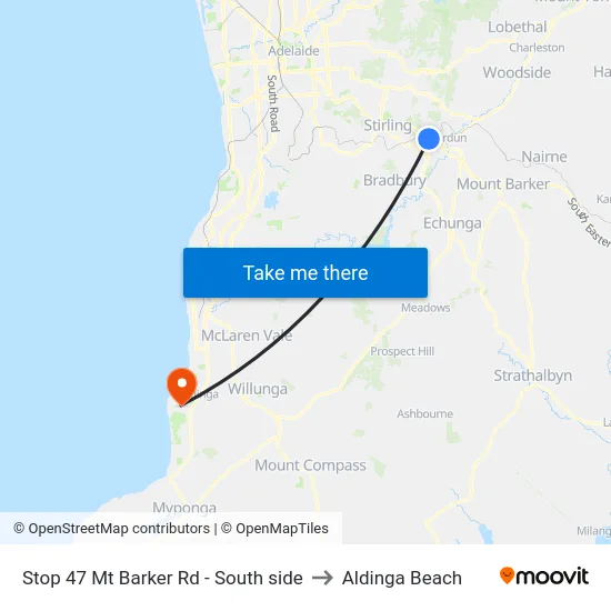 Stop 47 Mt Barker Rd - South side to Aldinga Beach map