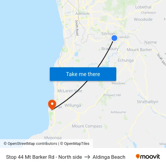 Stop 44 Mt Barker Rd - North side to Aldinga Beach map