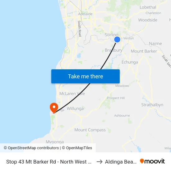 Stop 43 Mt Barker Rd - North West side to Aldinga Beach map