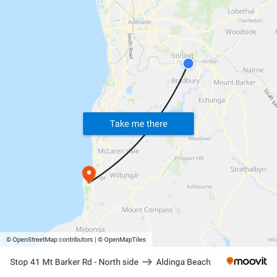 Stop 41 Mt Barker Rd - North side to Aldinga Beach map