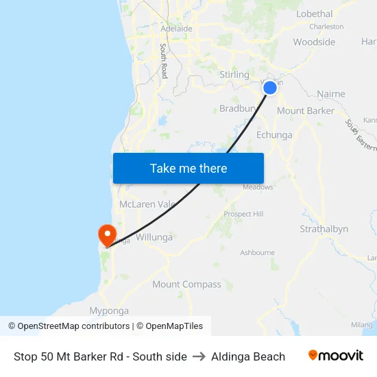 Stop 50 Mt Barker Rd - South side to Aldinga Beach map