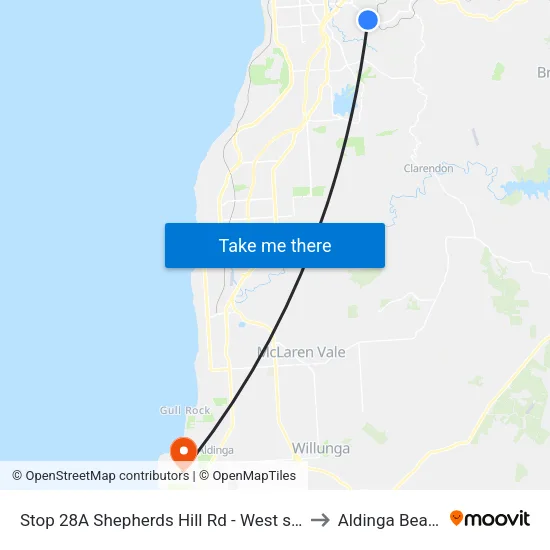 Stop 28A Shepherds Hill Rd - West side to Aldinga Beach map