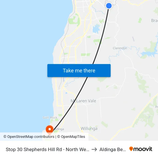 Stop 30 Shepherds Hill Rd - North West side to Aldinga Beach map
