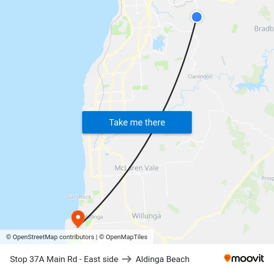 Stop 37A Main Rd - East side to Aldinga Beach map
