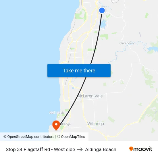 Stop 34 Flagstaff Rd - West side to Aldinga Beach map