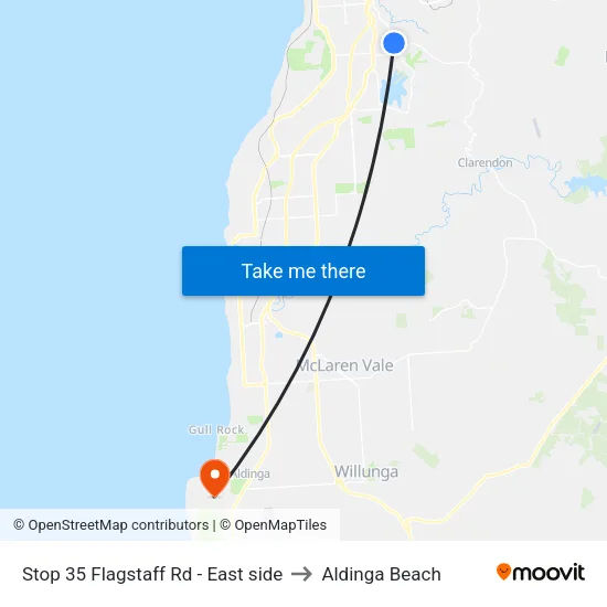 Stop 35 Flagstaff Rd - East side to Aldinga Beach map
