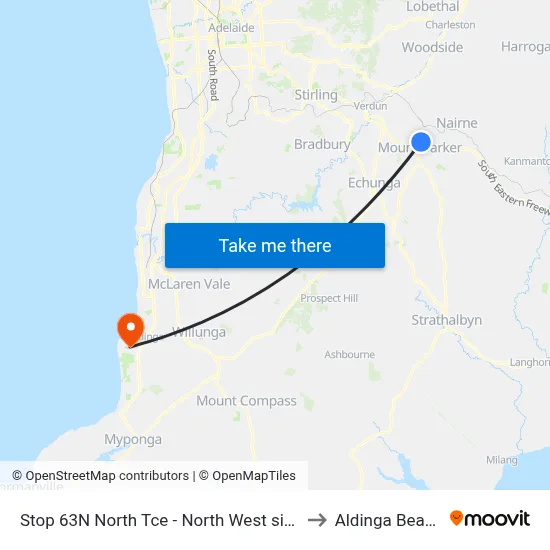 Stop 63N North Tce - North West side to Aldinga Beach map