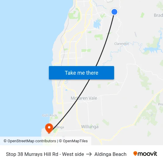 Stop 38 Murrays Hill Rd - West side to Aldinga Beach map
