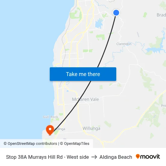 Stop 38A Murrays Hill Rd - West side to Aldinga Beach map
