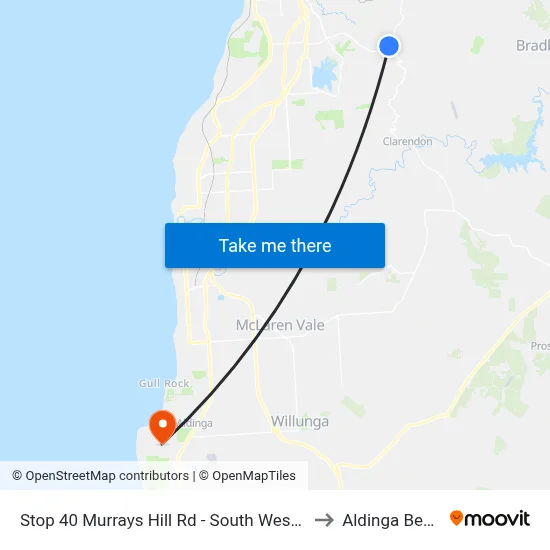 Stop 40 Murrays Hill Rd - South West side to Aldinga Beach map