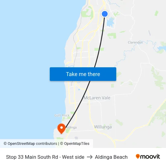 Stop 33 Main South Rd - West side to Aldinga Beach map