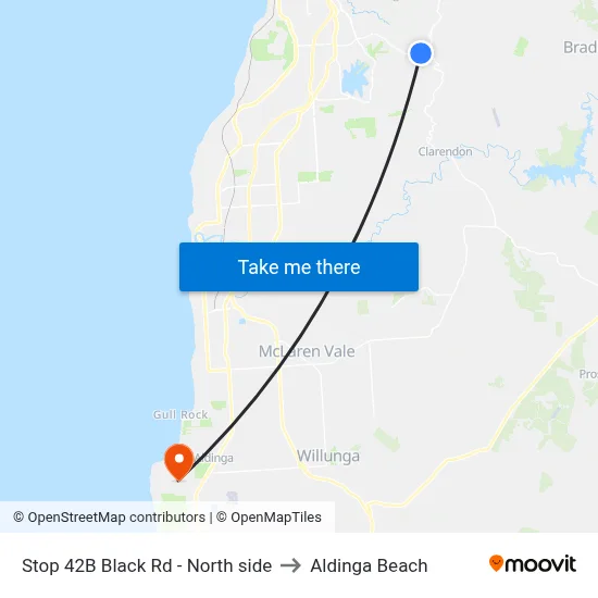 Stop 42B Black Rd - North side to Aldinga Beach map