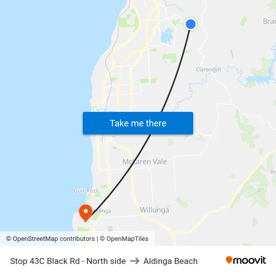 Stop 43C Black Rd - North side to Aldinga Beach map