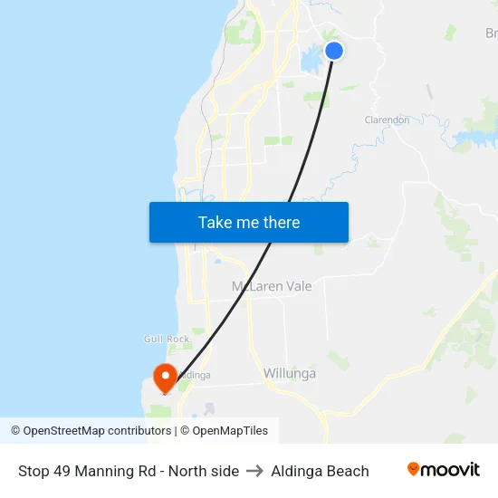 Stop 49 Manning Rd - North side to Aldinga Beach map
