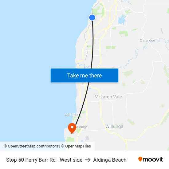 Stop 50 Perry Barr Rd - West side to Aldinga Beach map