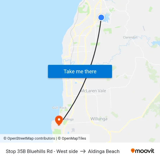 Stop 35B Bluehills Rd - West side to Aldinga Beach map