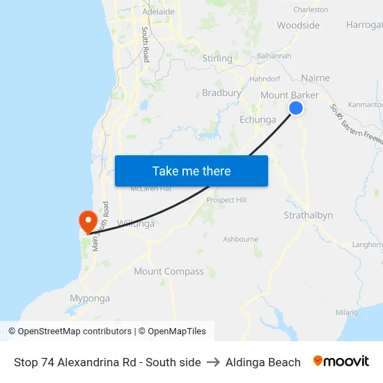 Stop 74 Alexandrina Rd - South side to Aldinga Beach map