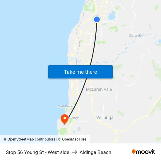Stop 56 Young St - West side to Aldinga Beach map