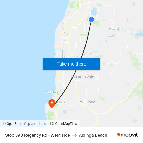 Stop 39B Regency Rd - West side to Aldinga Beach map