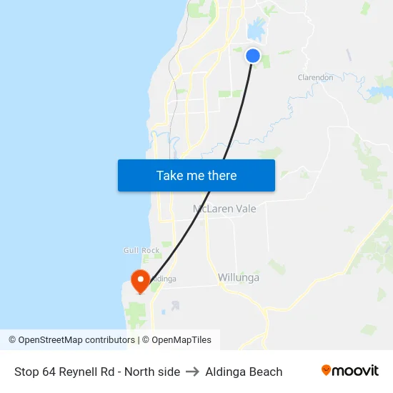 Stop 64 Reynell Rd - North side to Aldinga Beach map