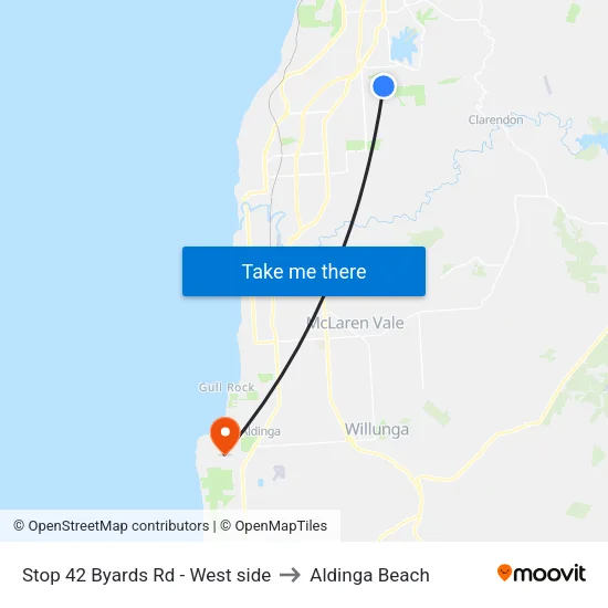 Stop 42 Byards Rd - West side to Aldinga Beach map