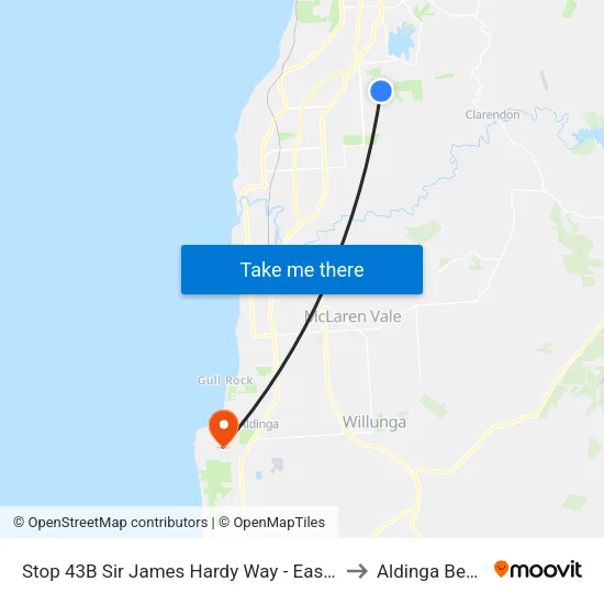 Stop 43B Sir James Hardy Way - East side to Aldinga Beach map