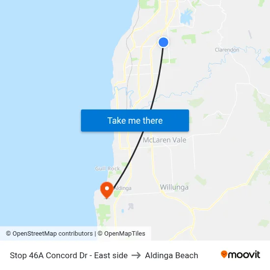 Stop 46A Concord Dr - East side to Aldinga Beach map