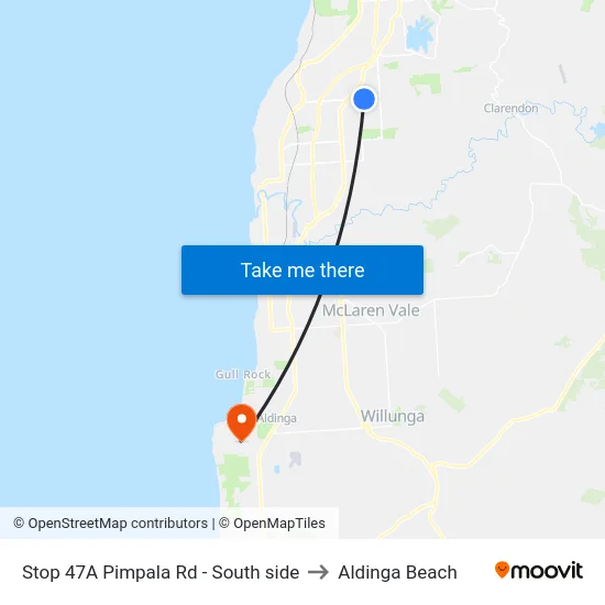 Stop 47A Pimpala Rd - South side to Aldinga Beach map
